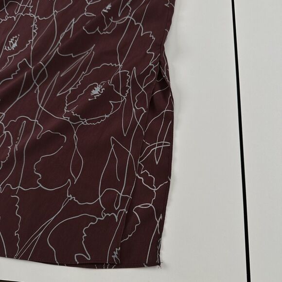 Oak Fort Kimono Cinch Waist Side Slit Floral Dress Maroon Womens Sz S - Picture 8 of 8